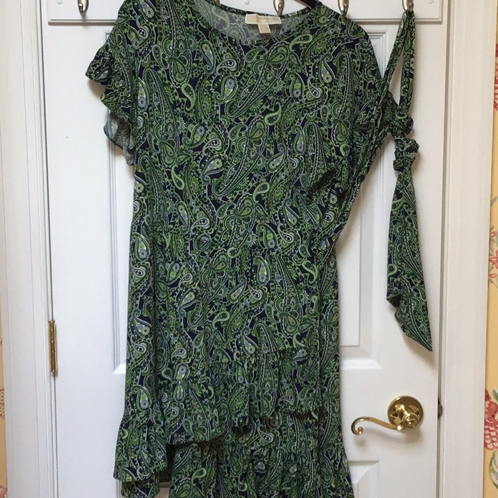 Michael Kors Green Asymmetrical Wrap Sundress
